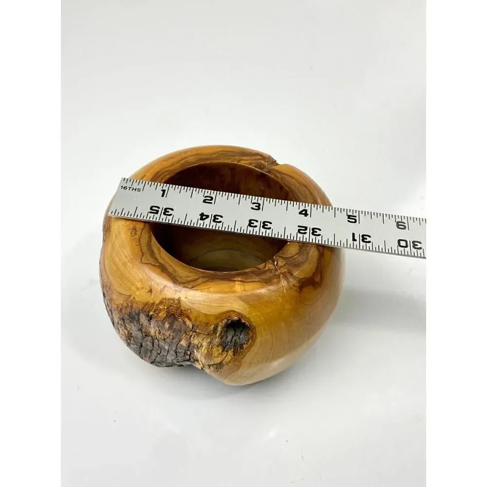 Vtg Walter Stahli Wood Carved Round Bowl Mid-Century Modern Rustic Switzerland D